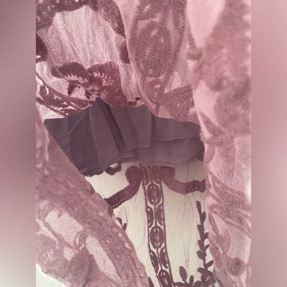 Boho Long Sleeve Sheer Lace Overlay MIDI Dress - Picture 4 of 6